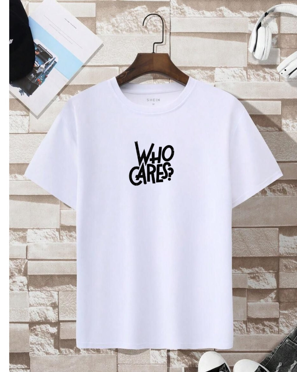 Who Cares printed tee shirt