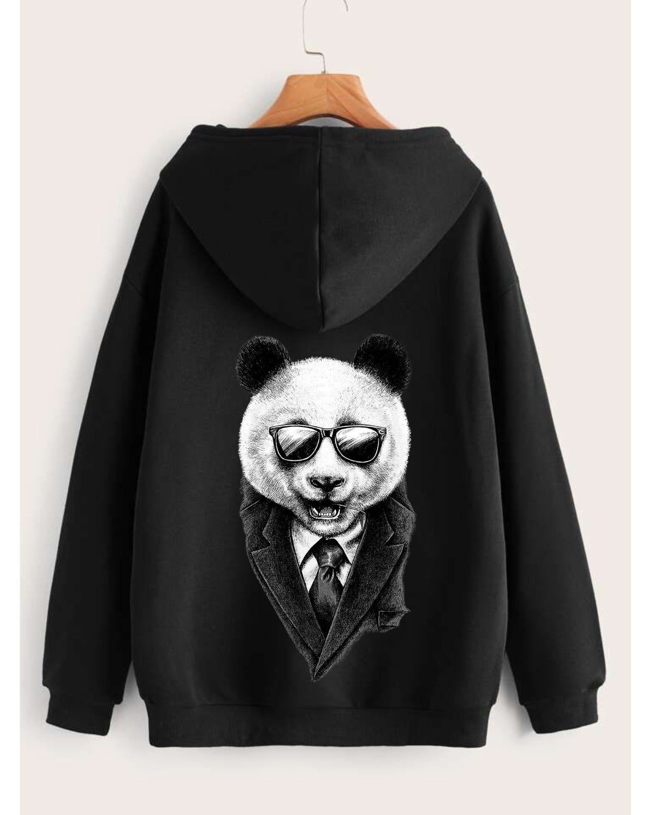 LÉMENZ “Panda Gentleman” Hoodie – 350 GSM Heavy Fleece | Graphic Back Print