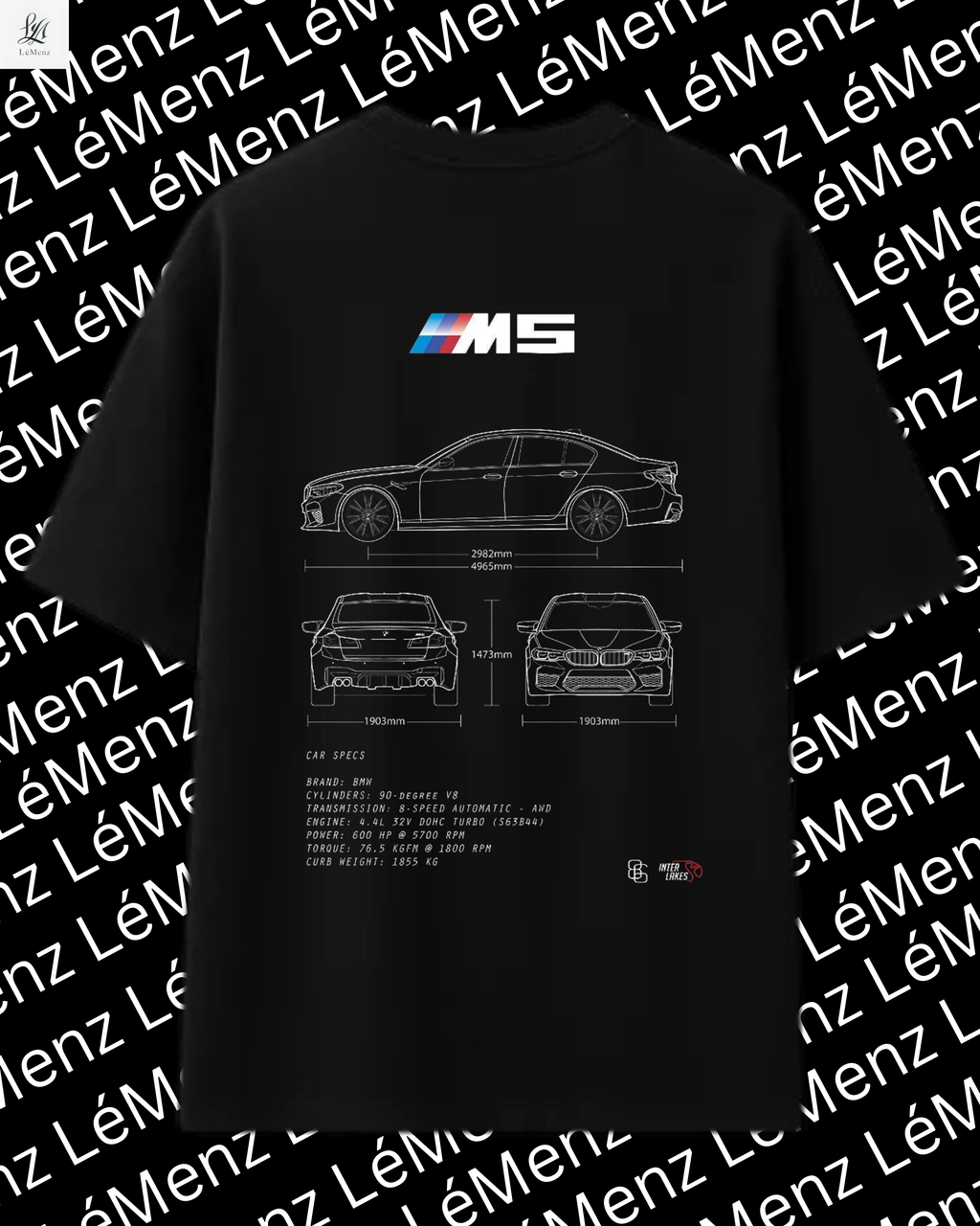 BMW M5 Blueprint Oversized T-Shirt – Premium Drop Shoulder Streetwear Tee