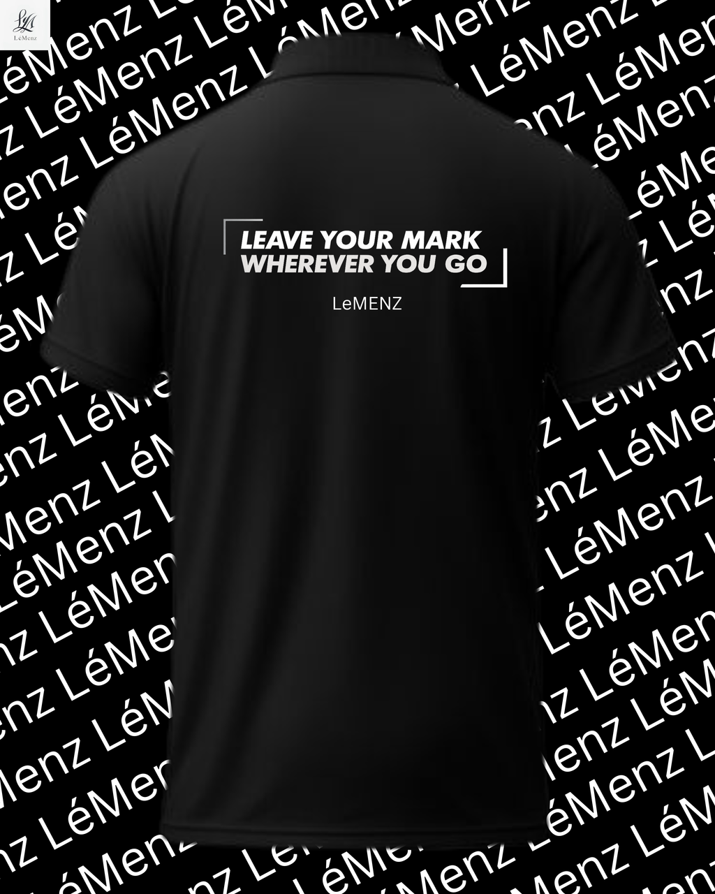 LéMenz Premium Black Polo Shirt – Motivational Back Print