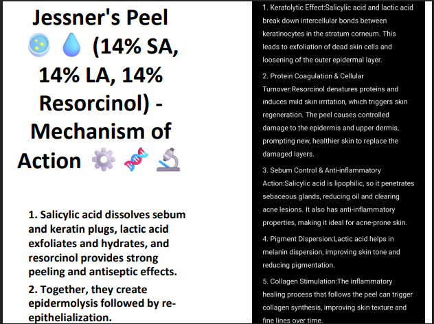 Jessner’s Peeling Solution (14% SA + 14% LA + 14% Resorcinol) – Professional Combination Chemical Peel for Acne, Pigmentation & Skin Resurfacing