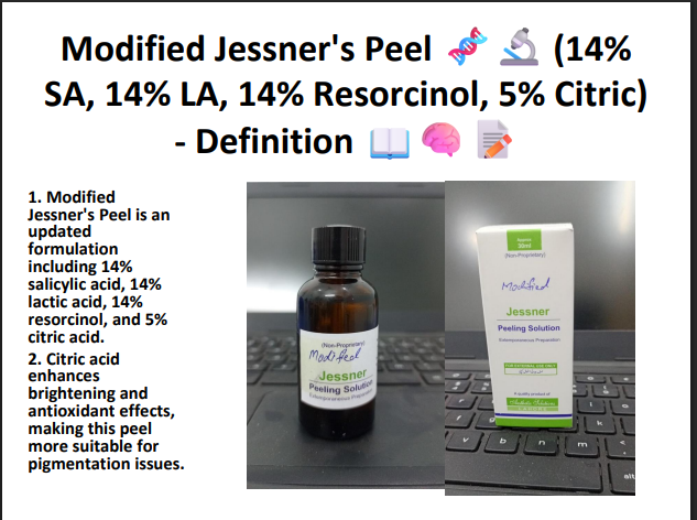 Modified Jessner’s Peeling Solution (14% SA + 14% LA + 14% Resorcinol + 5% Citric Acid) – Professional Peel for Pigmentation, Acne Marks & Brightening