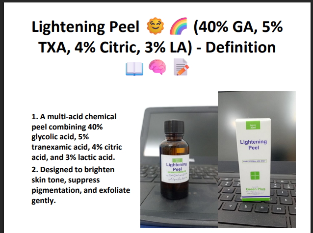 Lightening Peel (40% Glycolic Acid + 5% TXA + 4% Citric Acid + 3% Lactic Acid) – Professional Brightening Peel for Pigmentation & Uneven Skin Tone