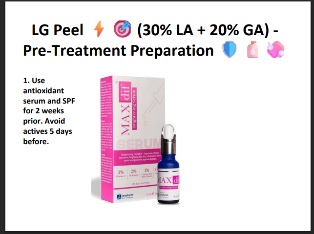 LG Peel (30% Lactic Acid + 20% Glycolic Acid) – Professional Hydrating & Exfoliating Chemical Peel for Glow, Texture & Uneven Skin Tone