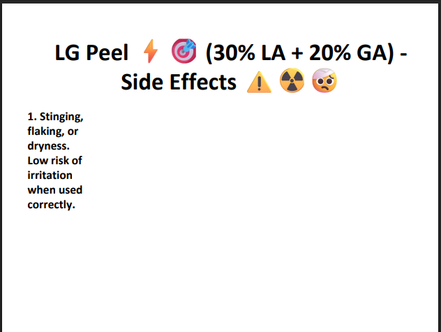 LG Peel (30% Lactic Acid + 20% Glycolic Acid) – Professional Hydrating & Exfoliating Chemical Peel for Glow, Texture & Uneven Skin Tone