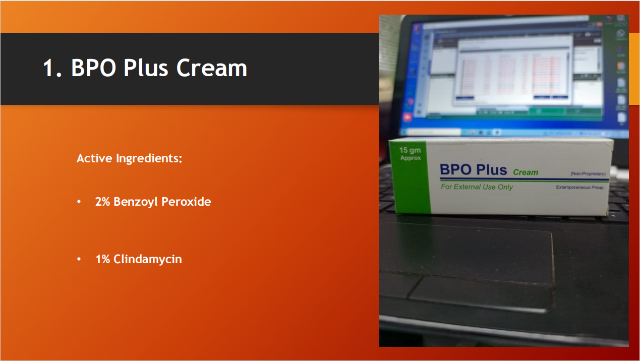 BPO Plus Cream (2% Benzoyl Peroxide + 1% Clindamycin) – Acne Treatment Cream for Pimples, Breakouts & Oily Skin (15g)