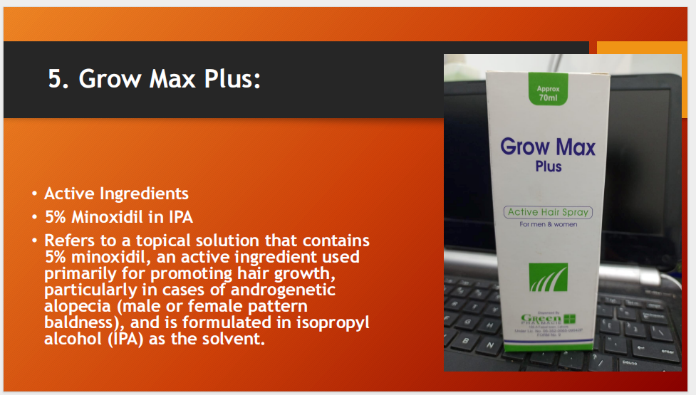 Grow Max Plus 5% Minoxidil Hair Spray – Active Hair Growth Solution (70ml)