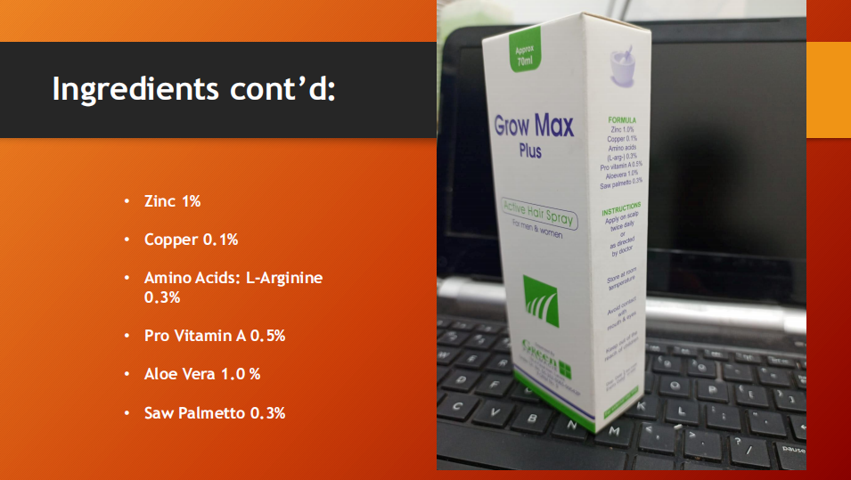 Grow Max Plus 5% Minoxidil Hair Spray – Active Hair Growth Solution (70ml)