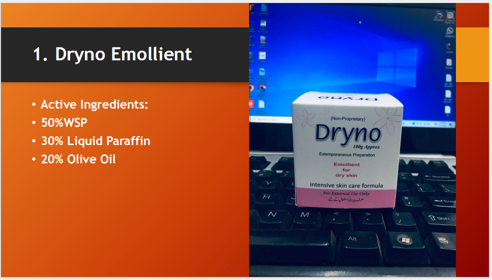 Dryno Emollient – Extemporaneous Preparation, Intensive Skin Care Formula for Dry Skin (Non-Proprietary), 100 g Approx, For External Use Only