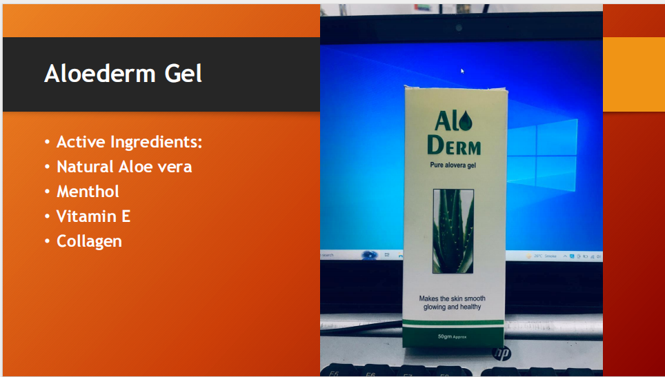 Aloderm Gel 50gm – Aloe Vera Cooling & Soothing Skin Repair Gel with Menthol, Vitamin E & Collagen