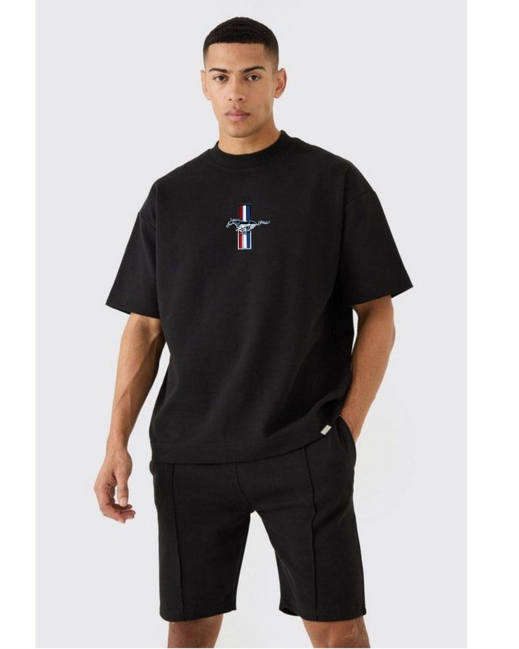 Mustang Heritage Oversized Black T-Shirt – Premium Cotton Streetwear for Car Enthusiasts