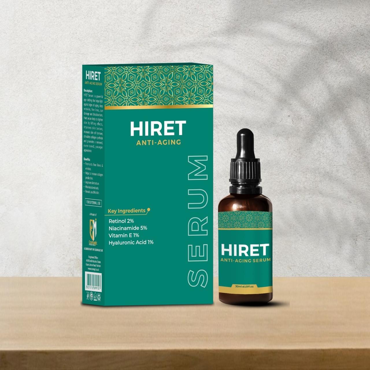 Hiret Anti-Aging Retinol Serum – Niacinamide & Hyaluronic Acid Wrinkle Repair Serum (30ml)