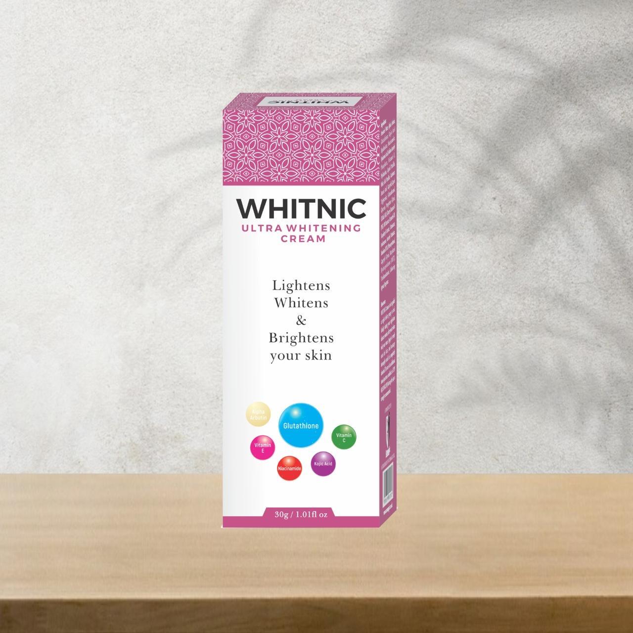 Whitnic Ultra Whitening Cream – Glutathione & Kojic Acid Skin Brightening Cream (30g)
