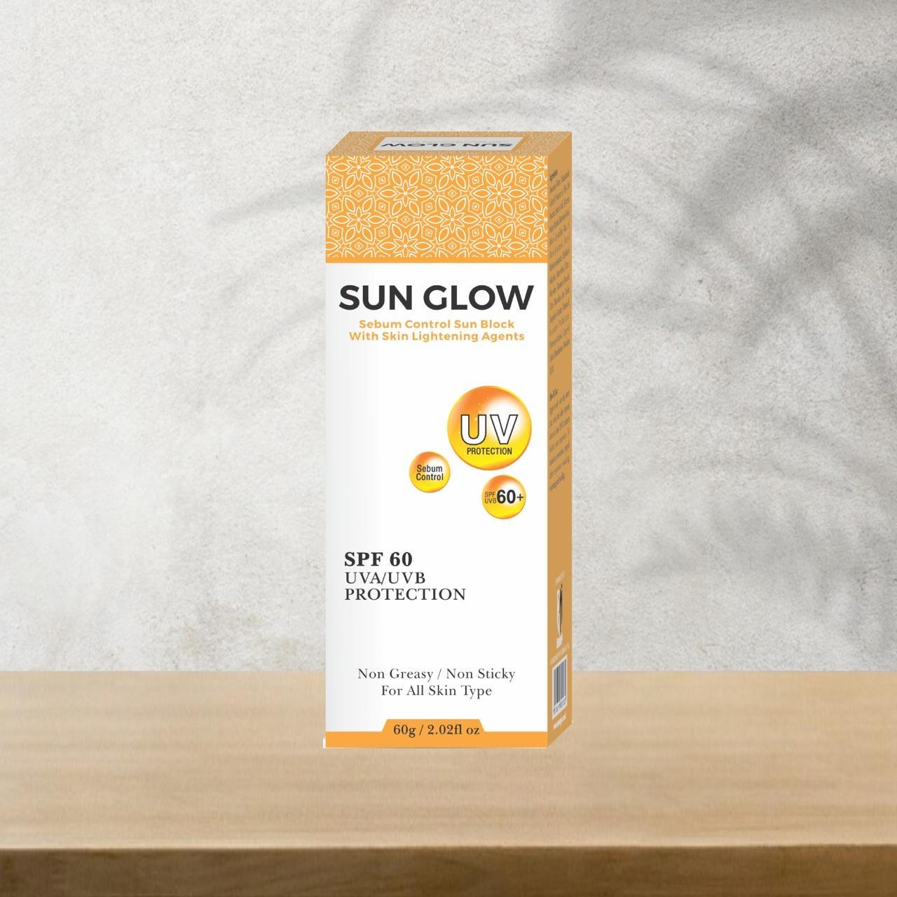 Sun Glow SPF 60 Sunscreen – UVA/UVB Protection Sebum Control Sun Block (60g)